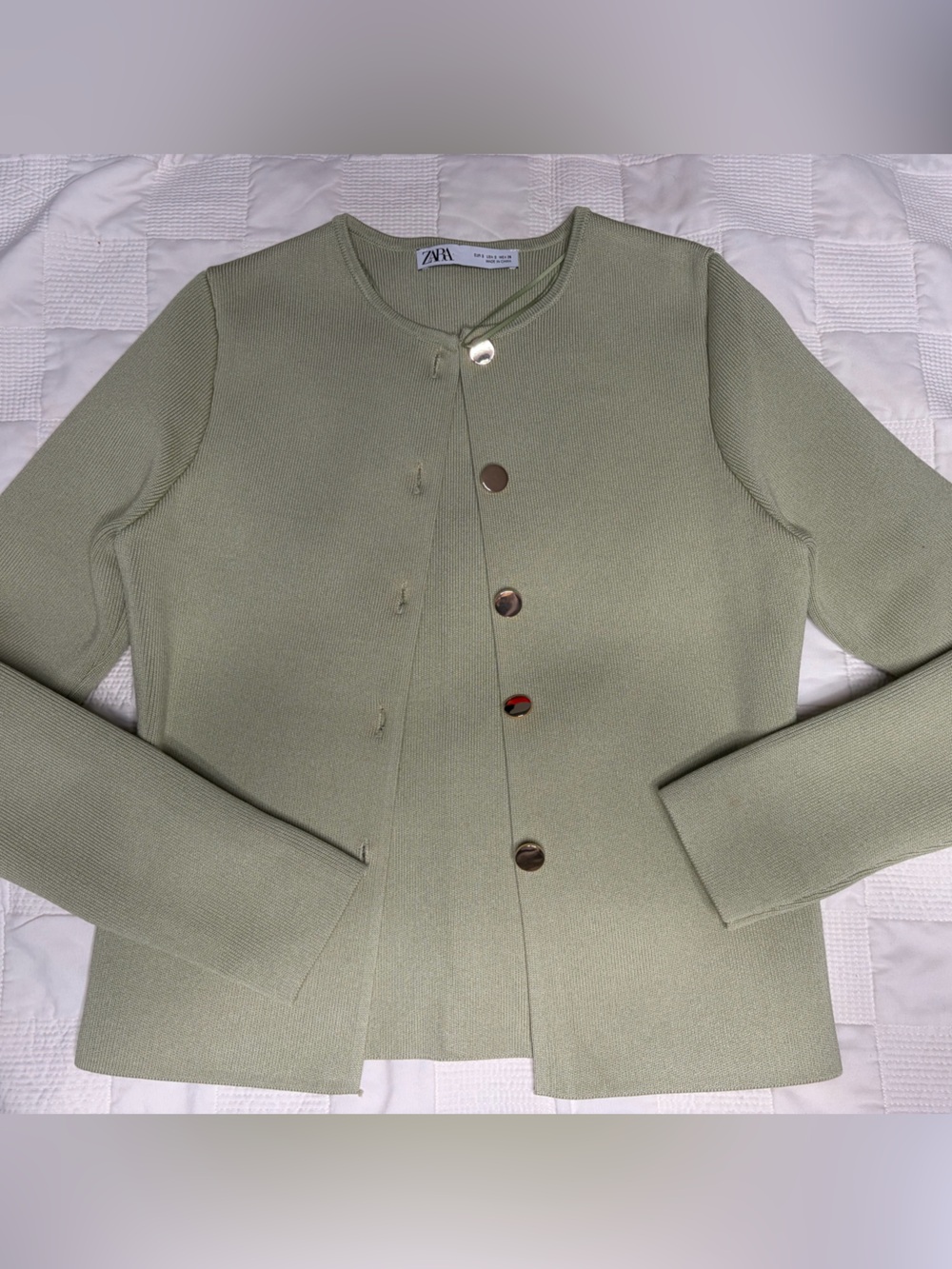 Zara light green structured knit jacket
